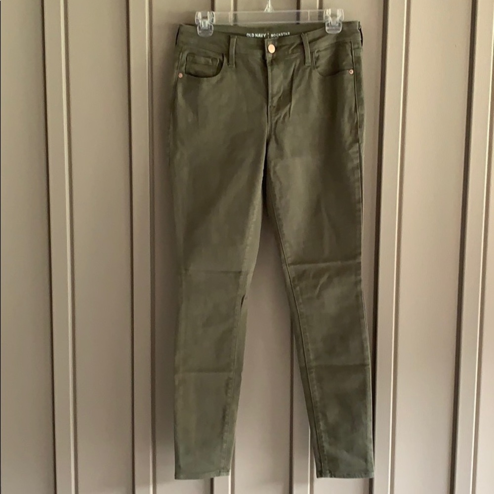 Old Navy Rockstar Mid-Rise Green Jeans size 6